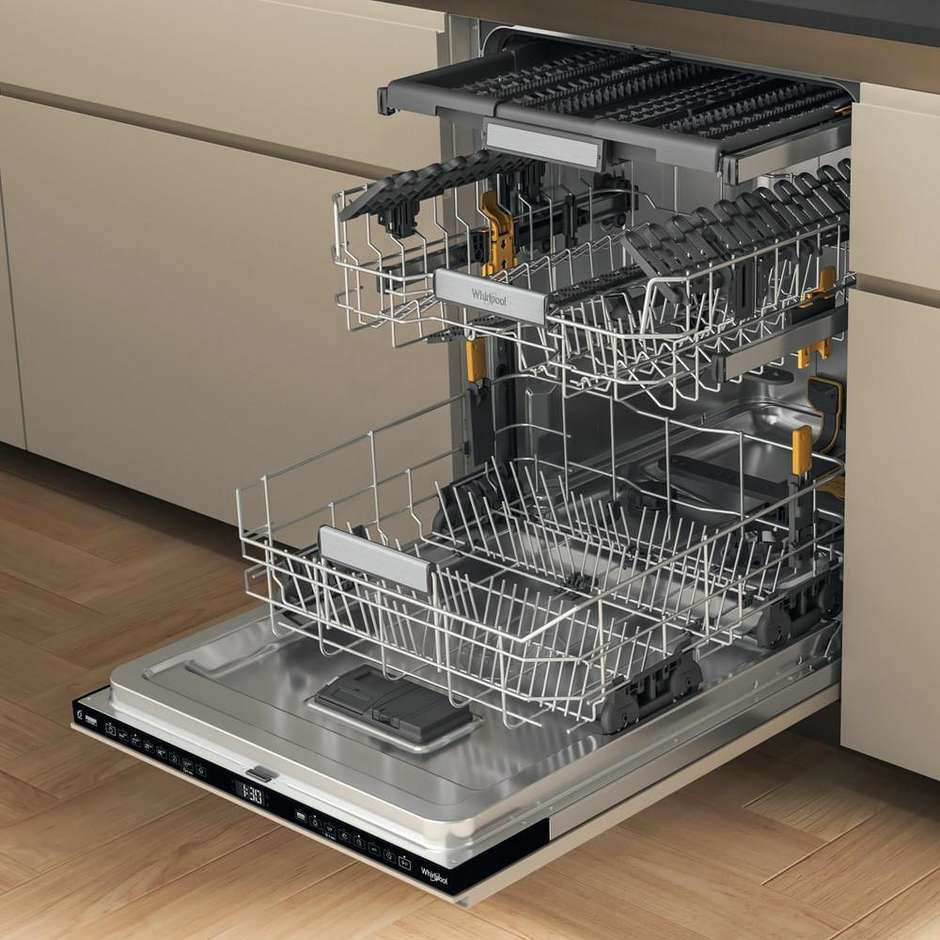 WHIRLPOOL W7IHF60TU Lavastoviglie da Incasso a Scomparsa Totale 60 cm Standard 15 Coperti 8 Programmi Classe A 42 dB Cestelli Modulari