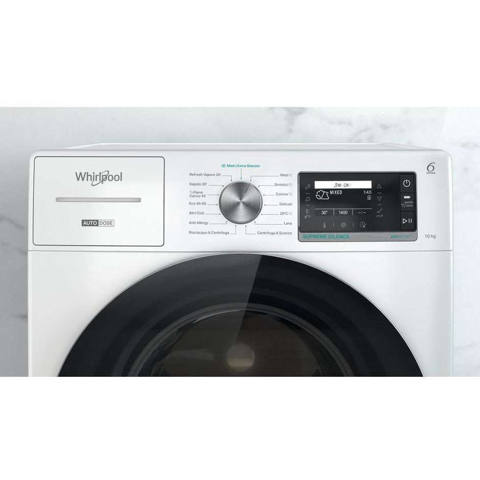 Whirlpool W8 W046WR IT Lavatrice Carica Frontale Capacita 10 Kg 1400 Giri/min Classe A Colore Bianco