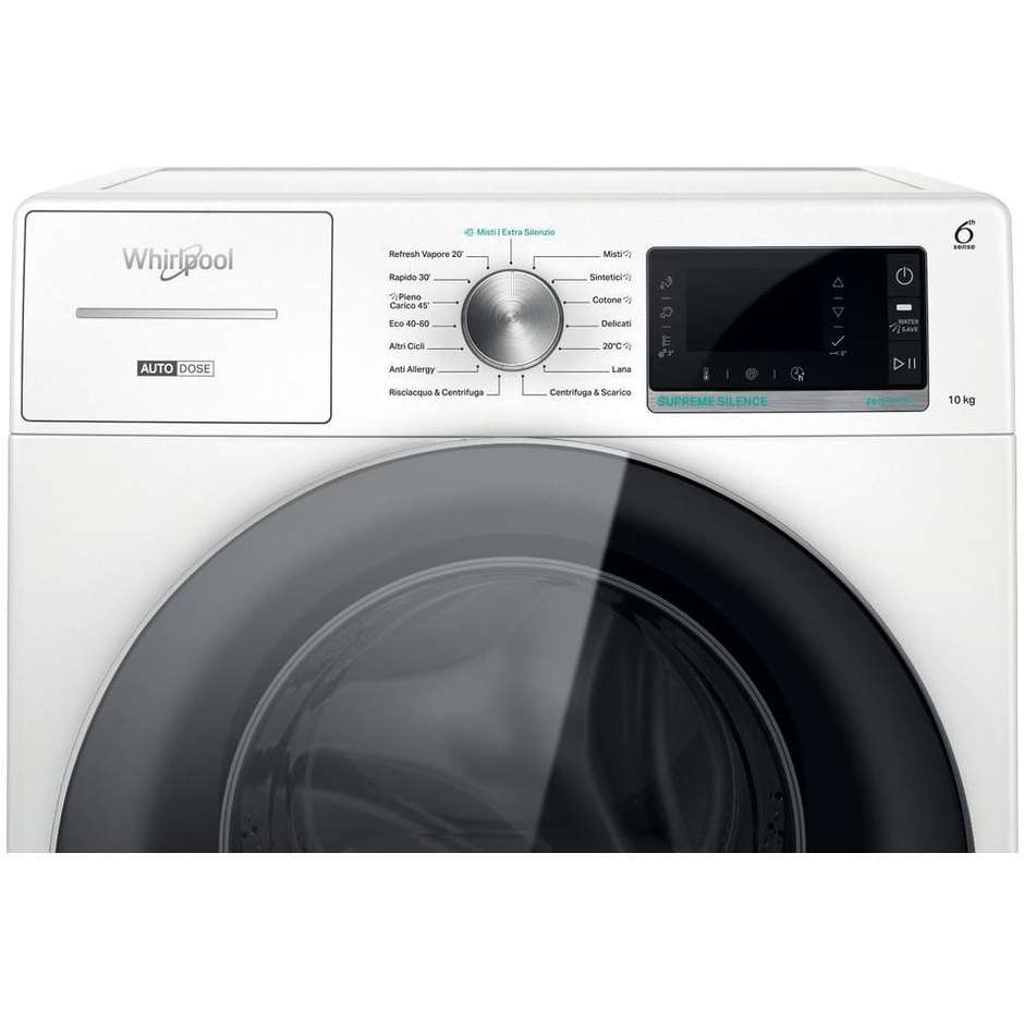 Whirlpool W8 W046WR IT Lavatrice Carica Frontale Capacita 10 Kg 1400 Giri/min Classe A Colore Bianco