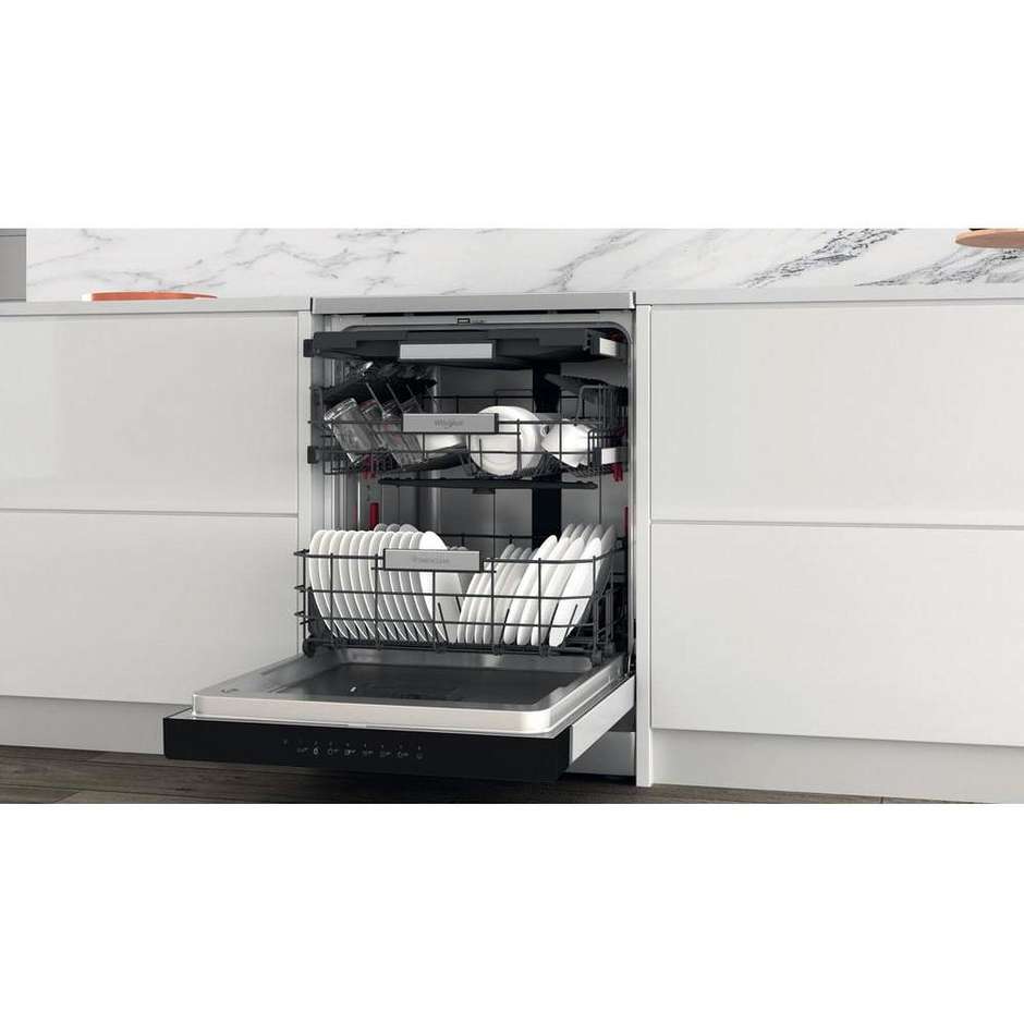 Whirlpool WH7FA14BN7A0X lavastoviglie 60 cm 14 coperti finitura inox, classe A