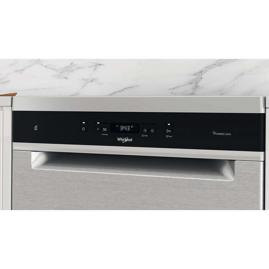 Whirlpool WH7FA14BN7A0X lavastoviglie 60 cm 14 coperti finitura inox, classe A