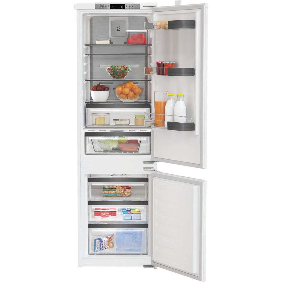 Whirlpool WHKN3253B4E Frigorifero Combinato da Incasso 193 cm 306 Litri Total No Frost 6° Senso Metal MultiFlow Classe E