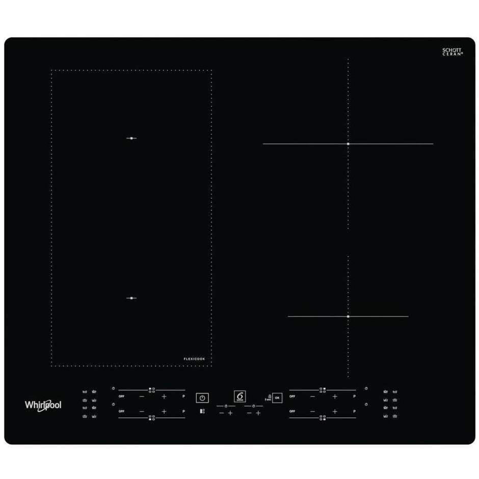 Whirlpool WL B8160 NE Piano Cottura a Induzione 60 cm 4 Zone con Funzioni 6° Senso e Booster Vetroceramica Nero