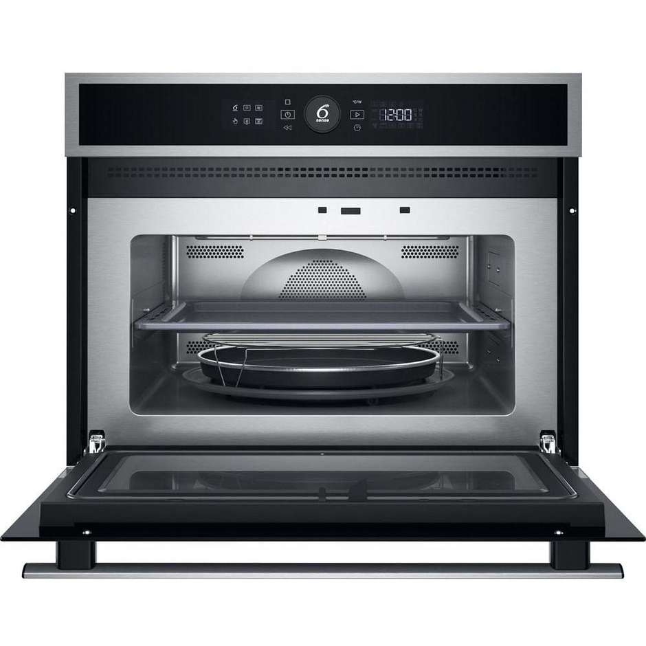 Whirlpool WMW47HMXI Microonde Combinato da Incasso 40 Litri 900W Grill Infrarossi 1600W Convezione Inox