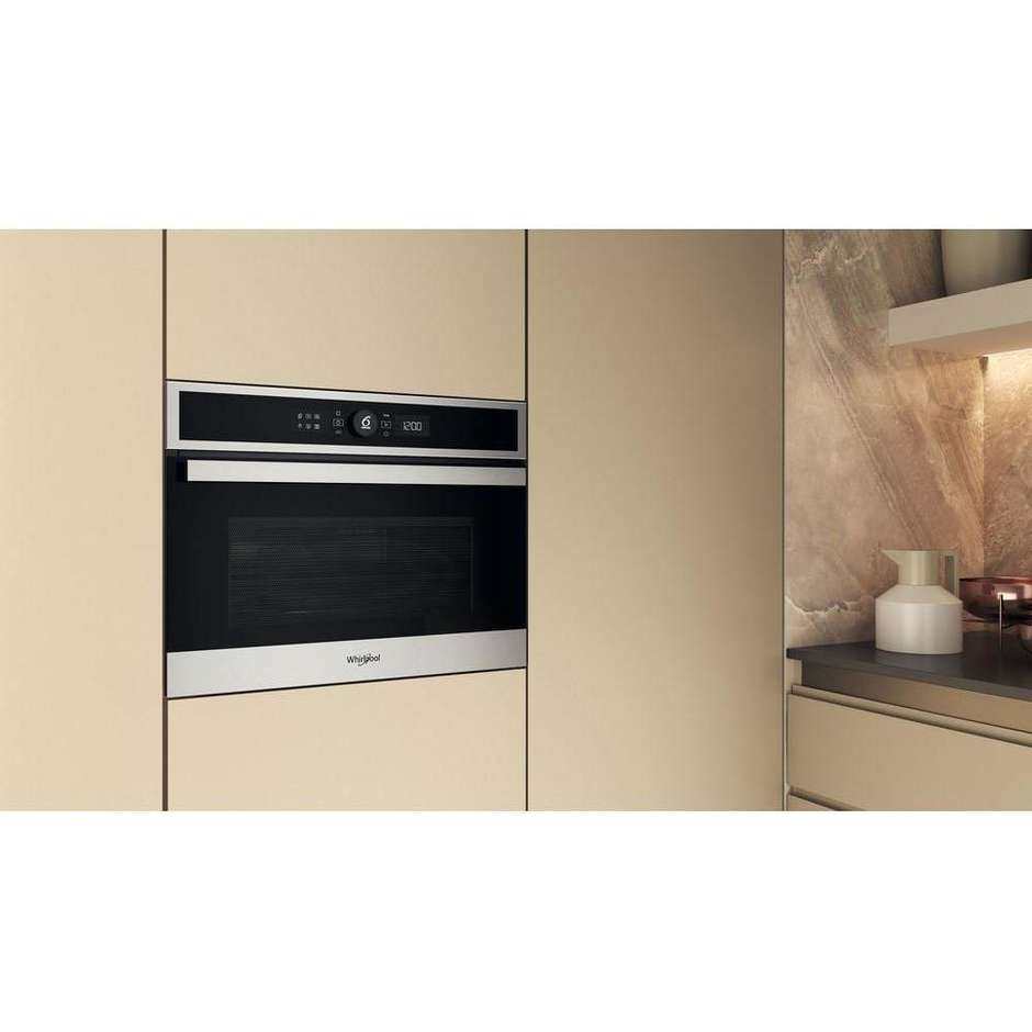 Whirlpool WMW47HMXI Microonde Combinato da Incasso 40 Litri 900W Grill Infrarossi 1600W Convezione Inox