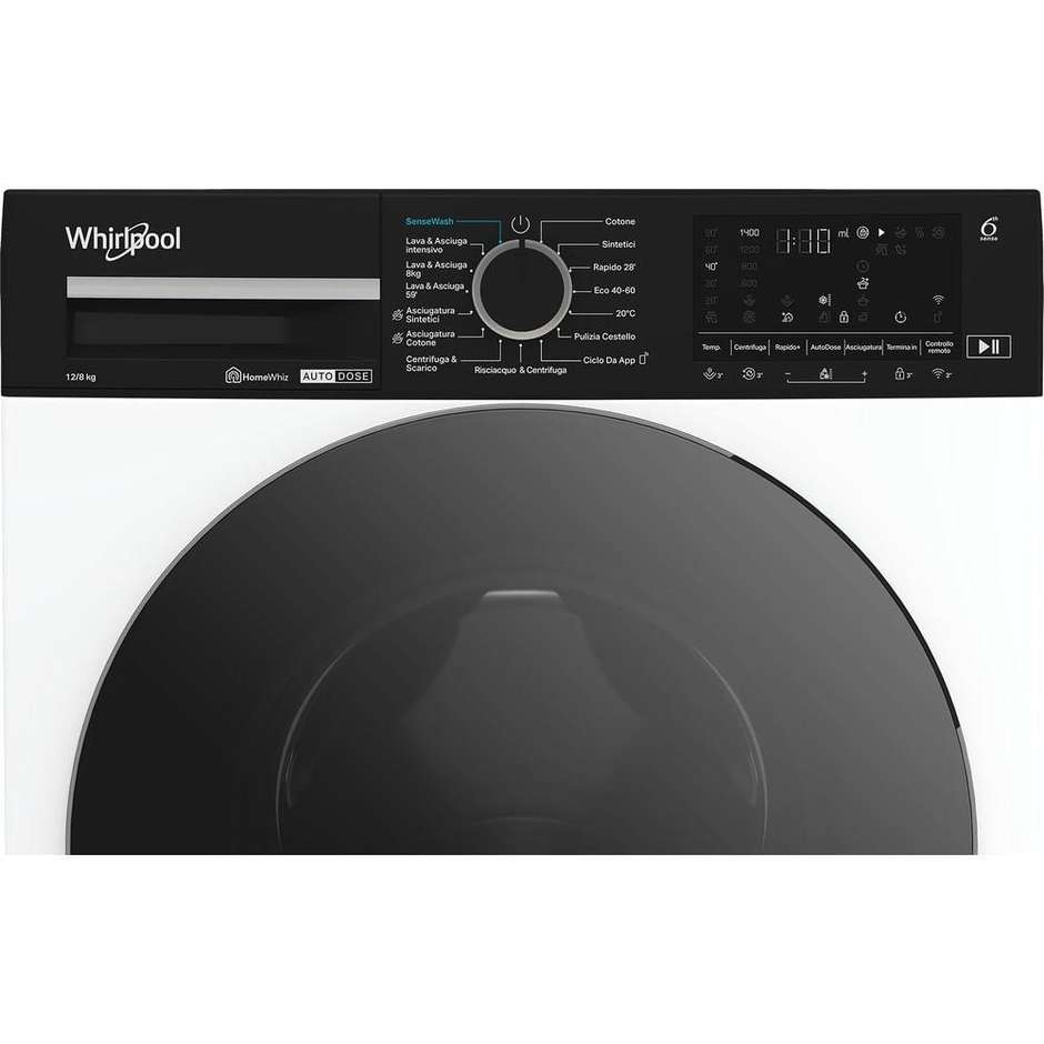 Whirlpool WPD2836WADSIT Lavasciuga Carica frontale Capacita 12 + 8 Kg 1400 Giri/min Classe D Colore Bianco