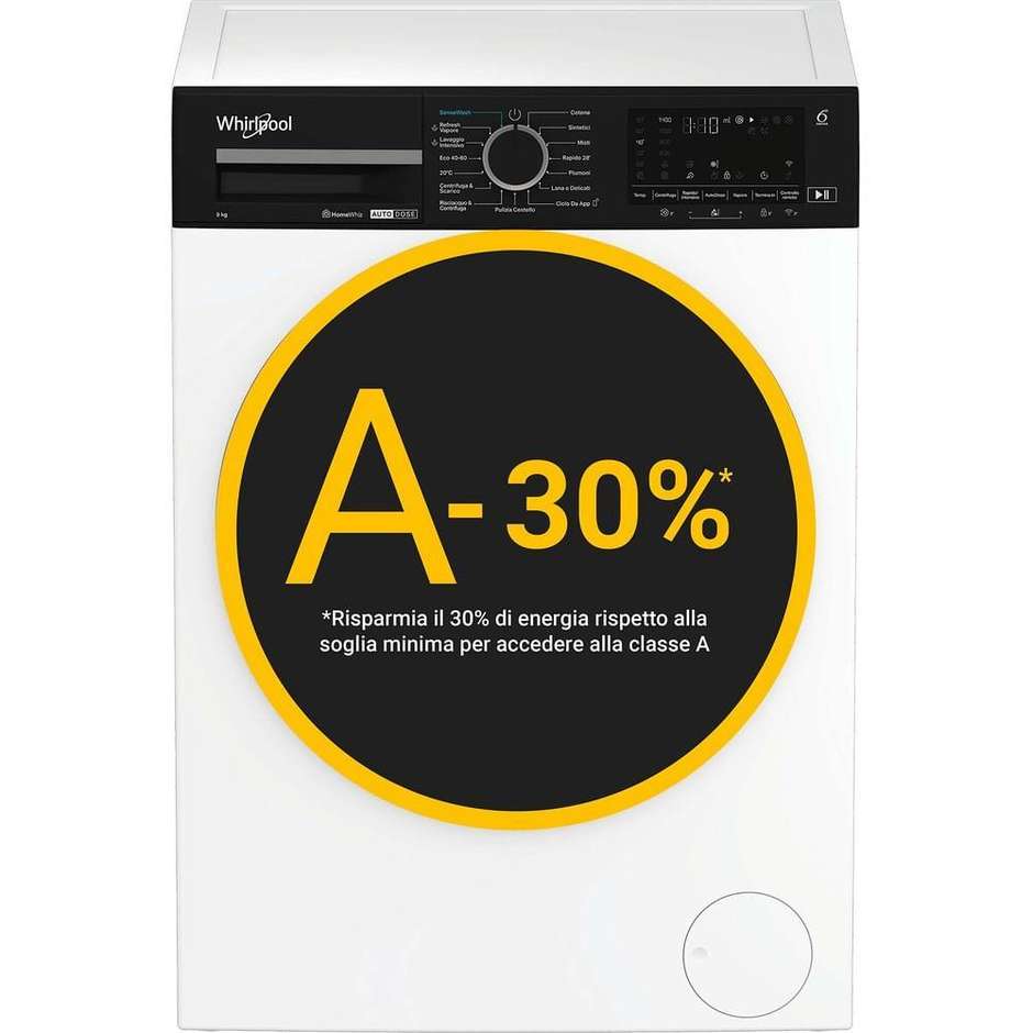 Whirlpool WPM 99W ADS IT Lavatrice 9 kg 1400 giri Wi-Fi Bianca