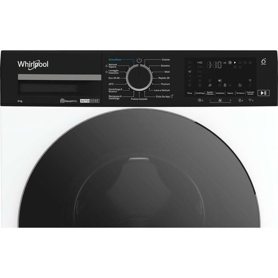 Whirlpool WPM911WADSIT Lavatrice Carica Frontale Capacita 9 Kg 1400 Giri/min Wi-Fi Classe A Colore Bianco