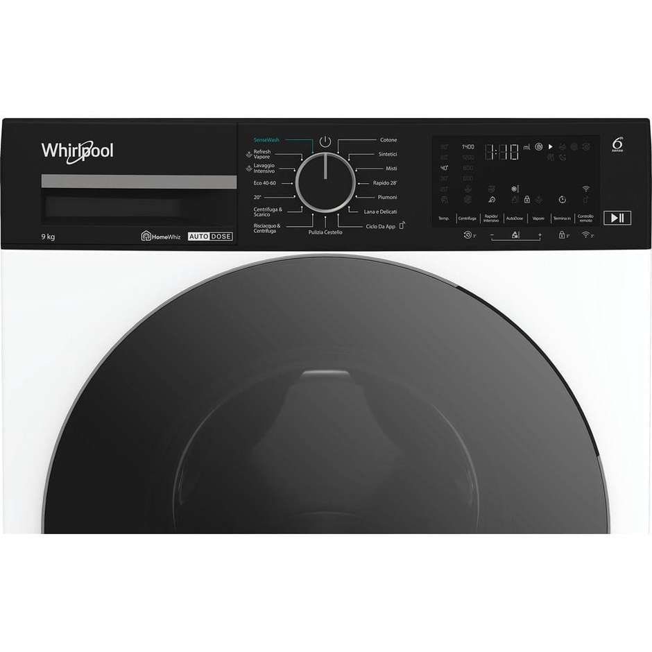 WHIRLPOOL WPM97WADS Lavatrice Carica frontale 60 cm 9 kg 1400 Giri/min Motore Inverter Vapore Classe A