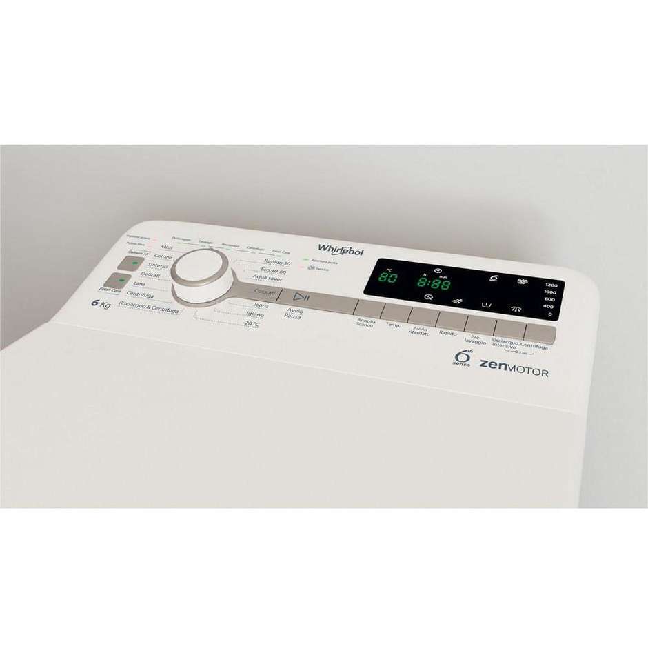 Whirlpool ZENTDLR6252BSIT Lavatrice Carica dall'alto Capacita 6 Kg 1200 Giri/min Classe B Colore Bianco