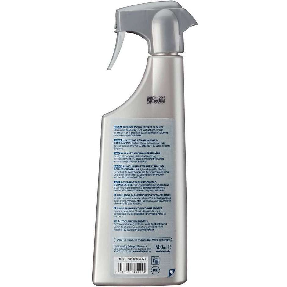 Wpro detergente spray per frigorifero e congelatore 500 ml al limone
