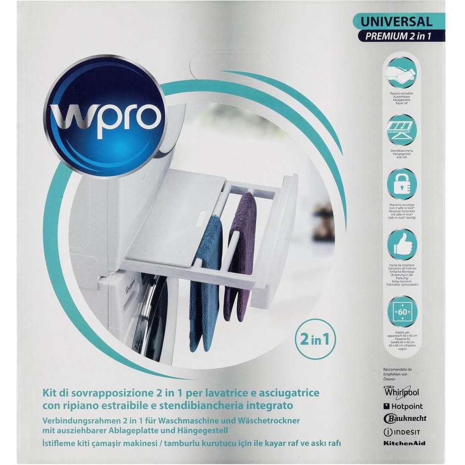 Wpro SKP101 kit di sovrapposizione con ripiano e stendino per apparecchi 60 × 60 cm