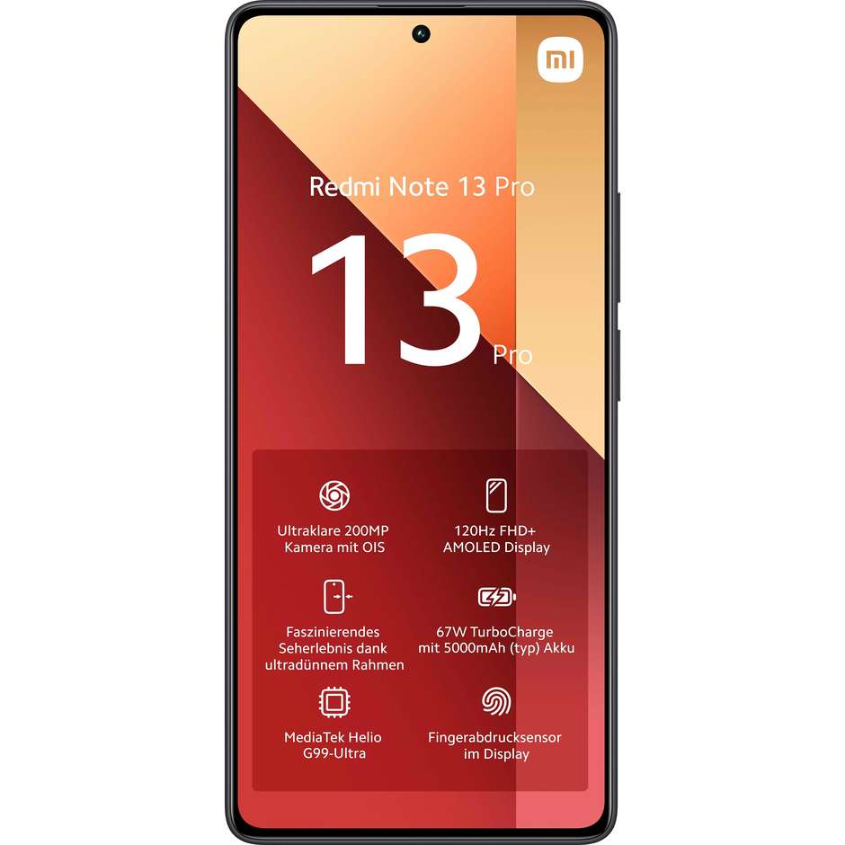 Xiaomi Note 13 Pro Smartphone 6,67" FHD+ Ram 8 Gb Memoria 256 Gb Android colore nero