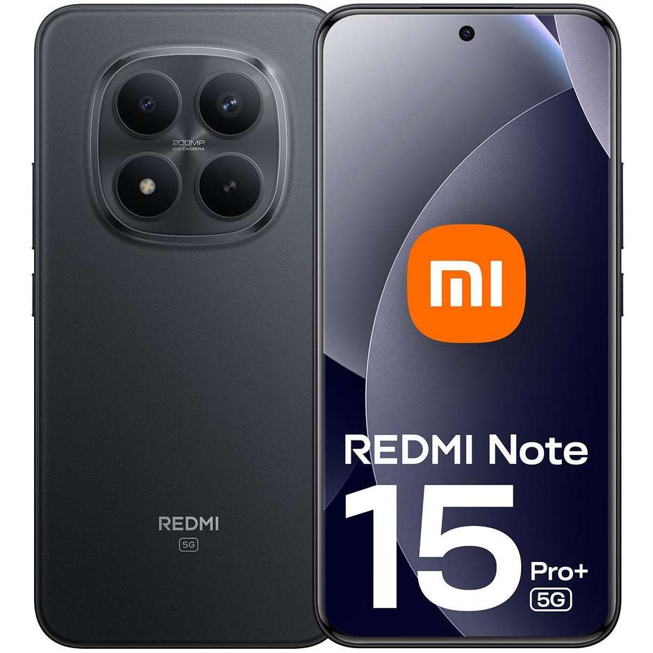 Xiaomi Redmi Note 15 Pro+ Smartphone 5G 17,2 cm (6.77") AMOLED 120Hz 8 GB 256 GB 200 MP OIS Nero (Black)