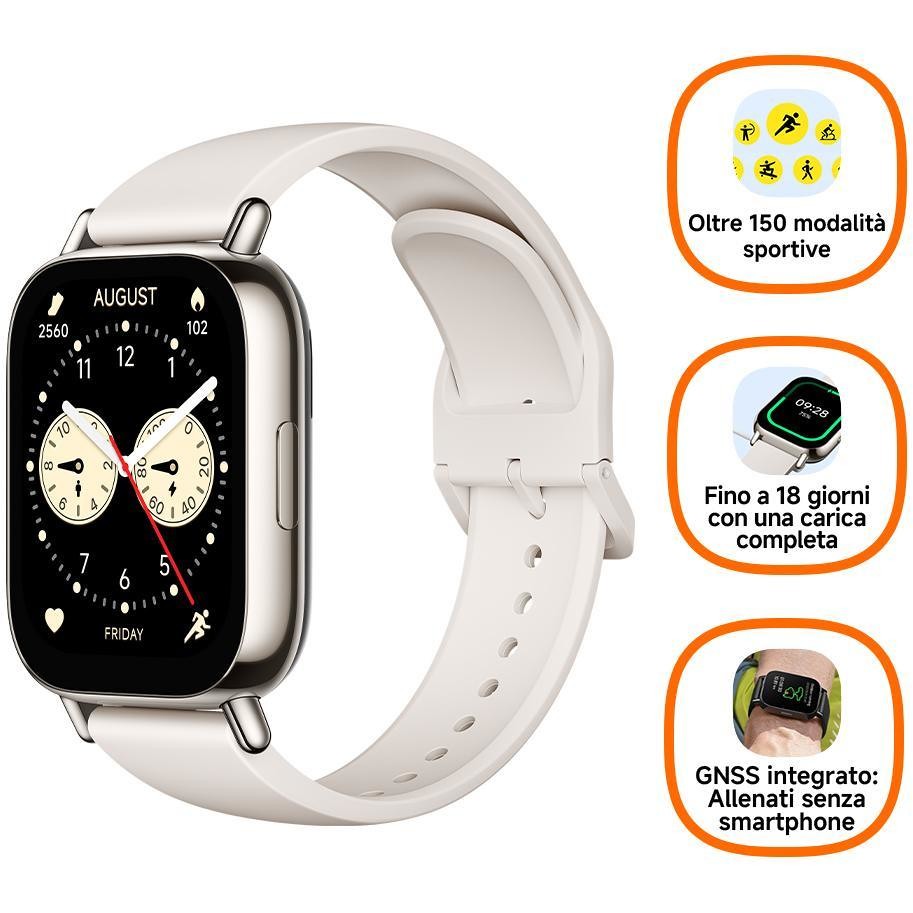 Xiaomi Redmi Watch 5 Lite 1.96" Smartwatch AMOLED Always-On GPS 5 ATM Chiamate Bluetooth Colore Oro