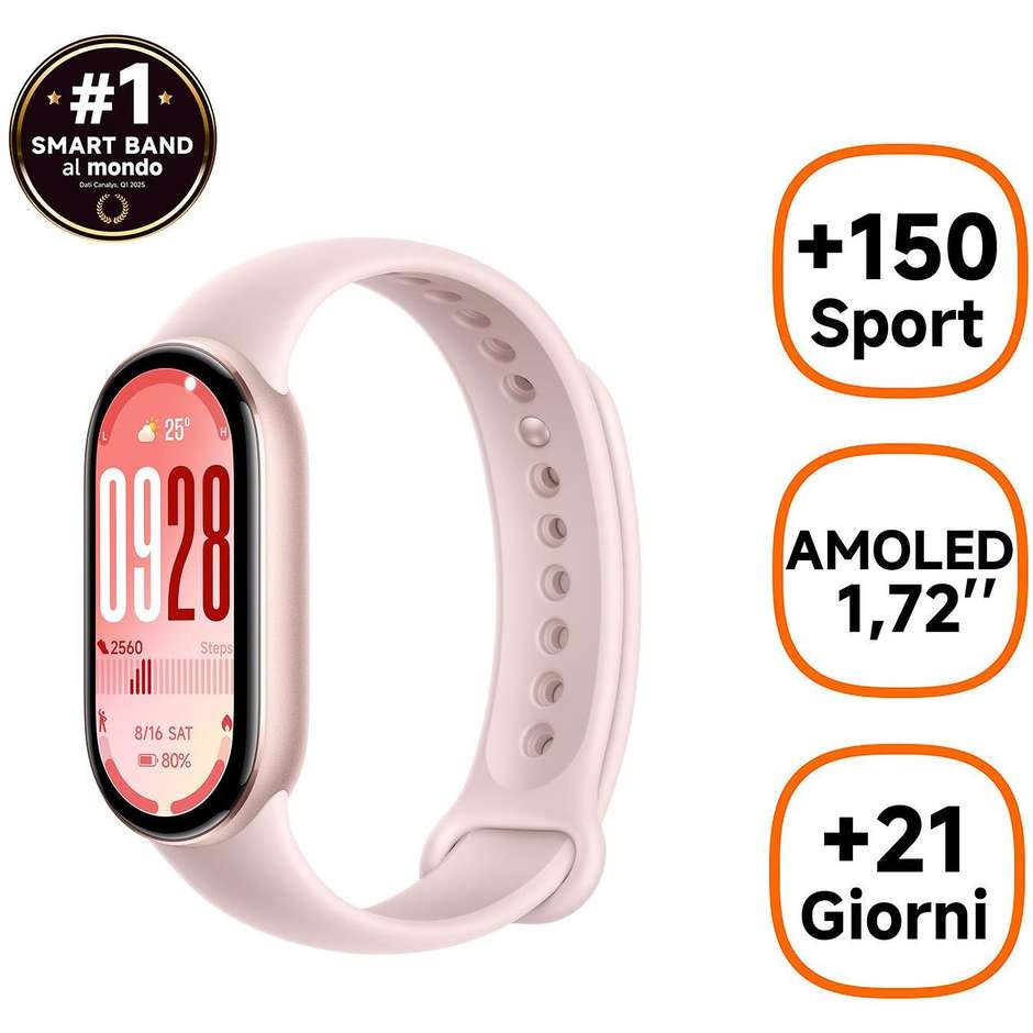 Xiaomi Smart Band 10 AMOLED Braccialetto per rilevamento di attività Colore Rosa