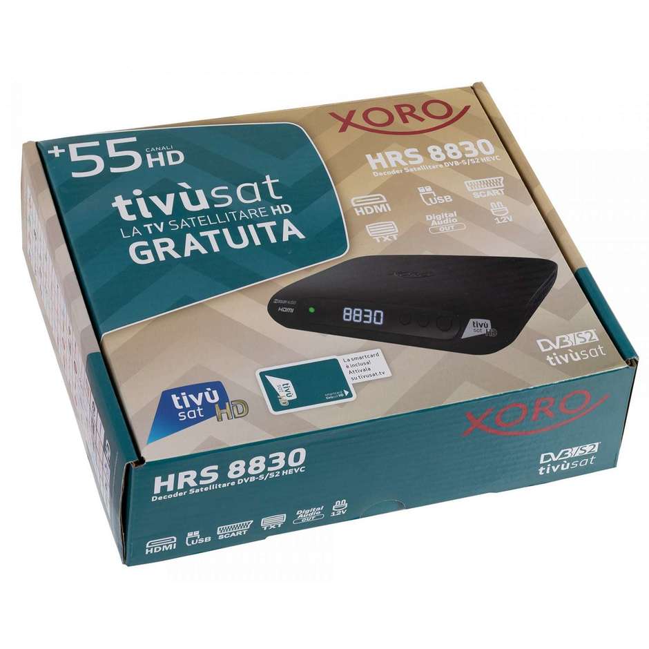 Xoro HRS 8830 Decoder satellitare Tivù Sat HD DVB-S/S2 HEVC HDMI USB colore nero