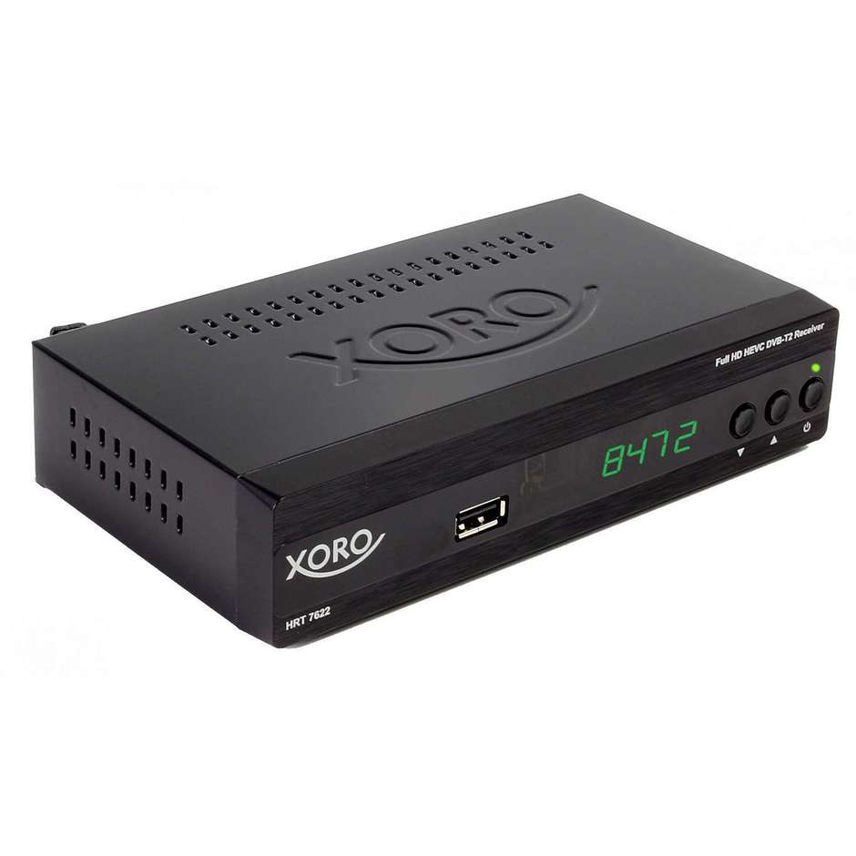 Xoro HRT7622 ricevitore HD digitale terrestre DVB T2 HECV 100 bit colore nero