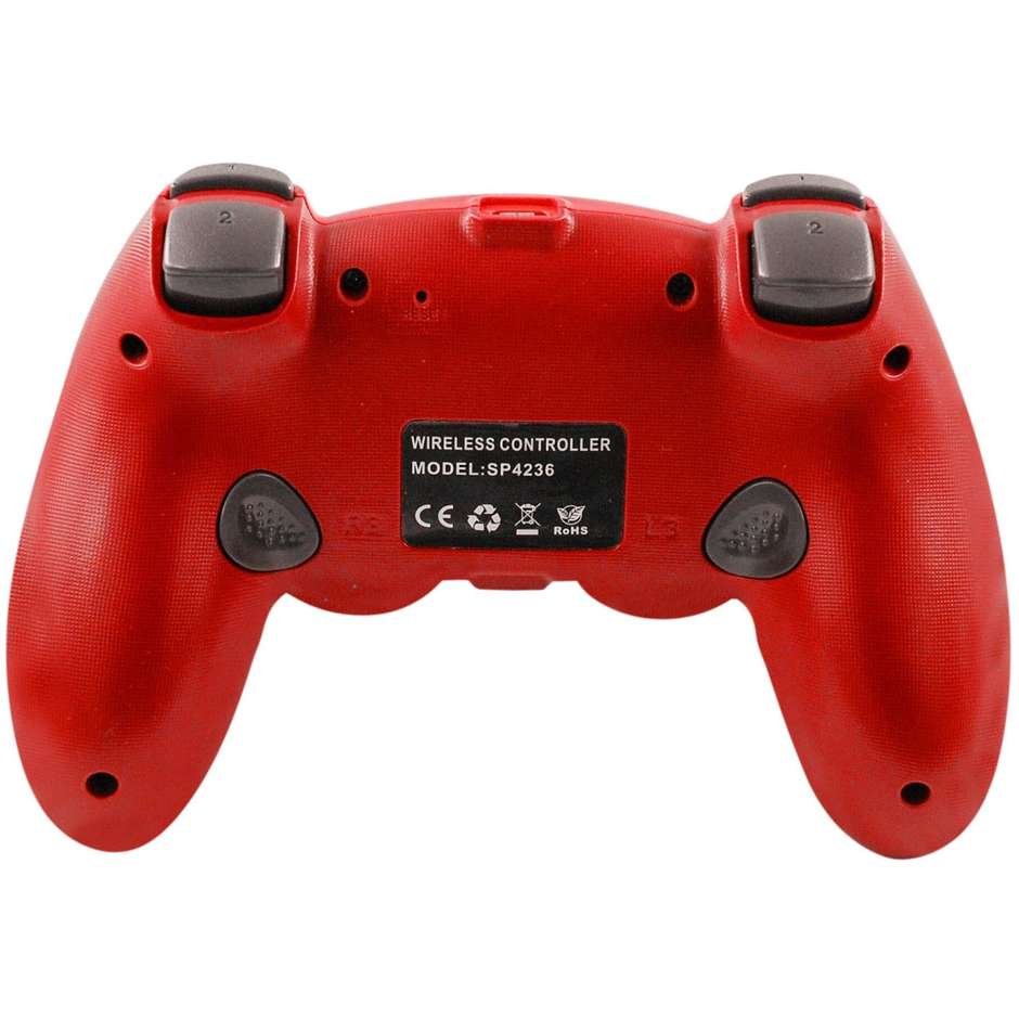 Xtreme 90424R Controller Wireless Bluetooth per PlayStation 4 con Touchpad e Levette Gommate Colore Rosso