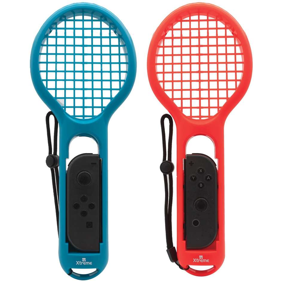 Xtreme 95648 Kit Sport 12 in 1 Accessori per Nintendo Switch e Switch OLED Family Pack Racchette Mazze da Golf Cinghie Gamba e Laccetti Rosso e Blu