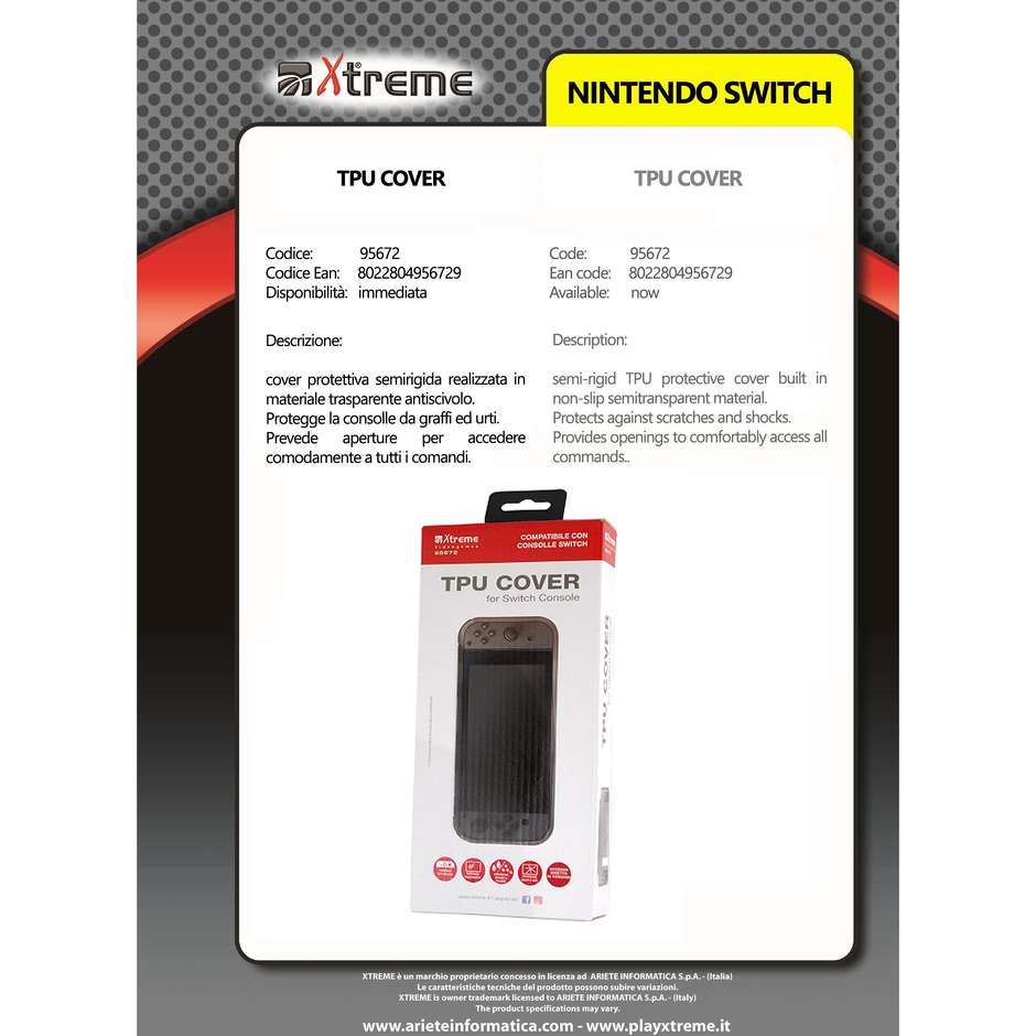 Xtreme 95672 Cover per Nintendo Switch in poliuretano termoplastico