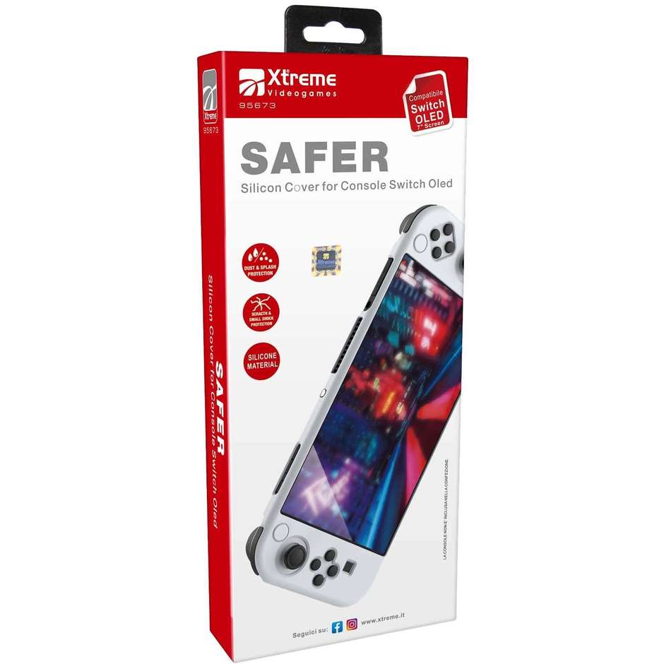 Xtreme 95673 Custodia Protettiva in Silicone Antiscivolo per Console Nintendo Switch Grigio