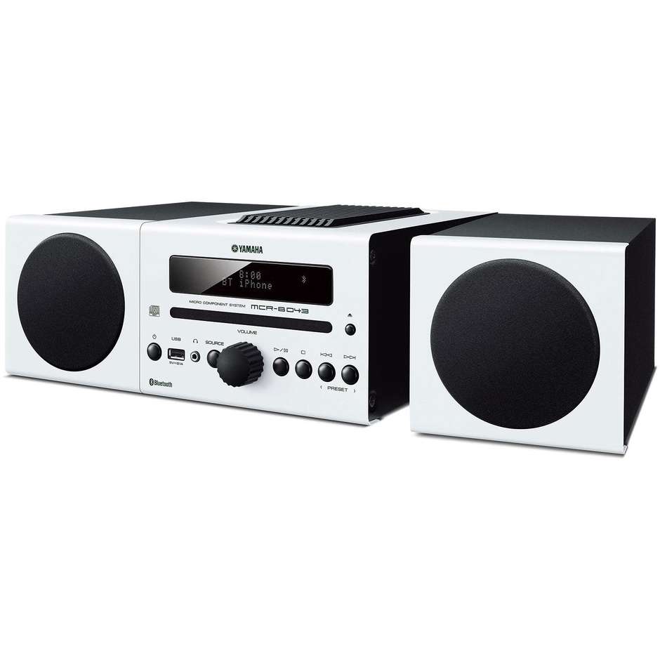 Yamaha MCR-B043 Diffusore audio Bluetooth Aux-In Lettore CD, MP3, WMA colore Bianco