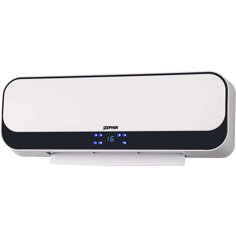 Zephir ZMW1002B Termoventilatore Ceramico da Parete 2000 W con Telecomando, Timer 8 Ore e Display LED - Bianco
